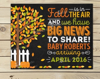 Fall Pregnancy Announcement Chalkboard Printable - Fall Baby Announcement Sign - Pregnancy Reveal to Grandparents - Were Expecting