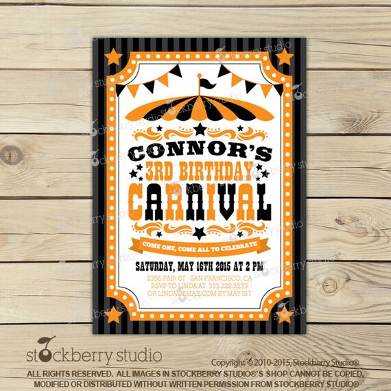 Halloween Carnival Invitation Printable - Halloween Party Invitations - Halloween Birthday Invitation - Halloween Circus Il_570xn