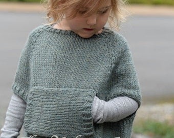 Knitting Pattern - Odila Cape Pullover (2/3, 4/5, 6/7, 8/9, 10/11, 12/14, Small, Medium, Large sizes)
