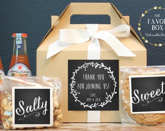 Set of 6-Out of Town Guest Box / Wedding Welcome Box / Wedding Welcome Bag / Out of Town Guest Bag / Wedding Favor / Laurel Chalkboard Label