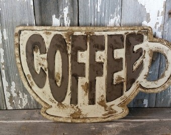 Coffee Sign coffee cup sign coffee mug sign vintage coffee sign kitchen sign coffee shop sign coffee cup wall art rustic coffee sign