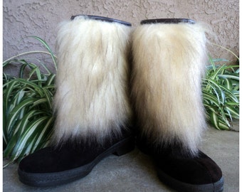 CD Snow Ankle Boots Black White Cowhide Nylon Fabric 539663