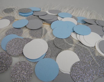 Confetti Light Blue Silver White Grey Party Decoration ONEderland Party / Wedding or Baptism Table Decoration / Baby Boy Shower Decoration/