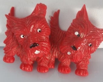 Vintage Celluloid Articulated Scottie Dog Brooch Pin