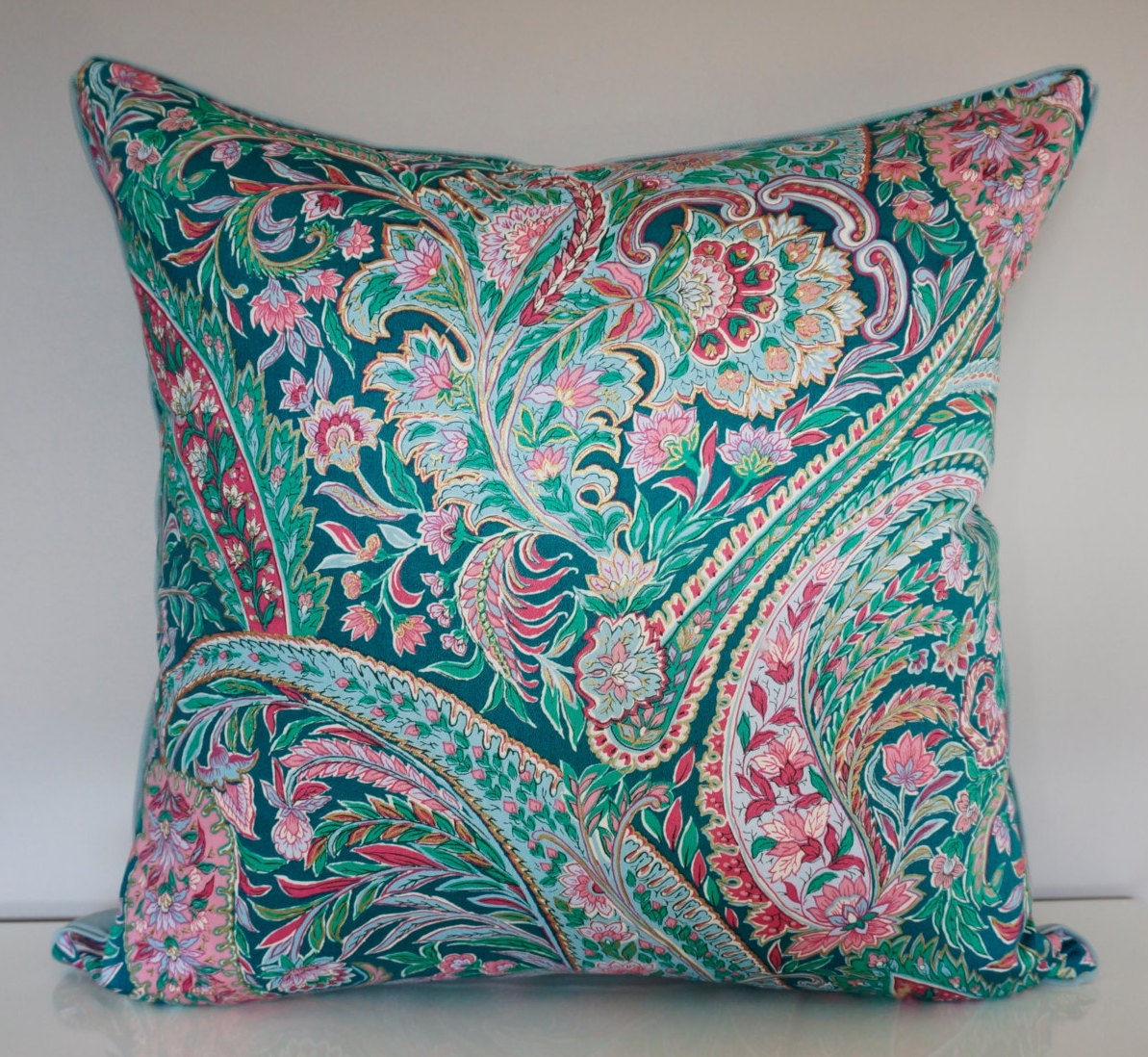 Paisley Throw Pillow Cover Multicolor Pillow Turquoise by Tanche