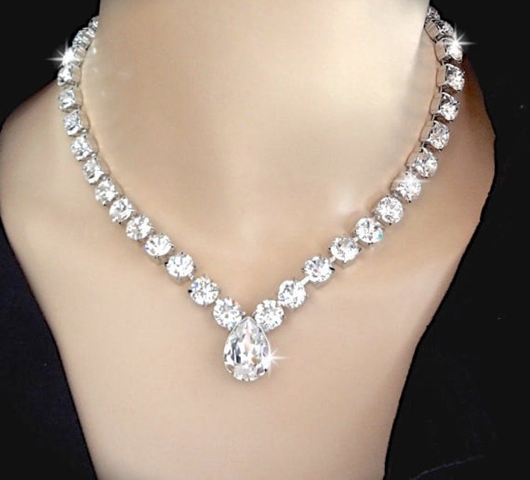 Bridal Jewelry Swarovski Crystal Necklace By Queenmejewelryllc