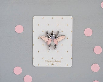 Beetle Brooch Pin, Beetle illustration, laser cut jewellery, wooden brooch, Beetle jewelry, enamel pin, Beetle pin, botanical jewelry