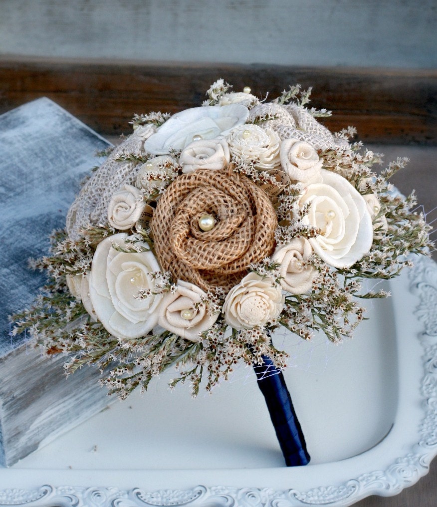 Rustic Burlap Wedding Bouquets 4