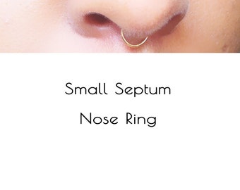 Small Gold Faux Septum Ring, Fake Septum Ring, Clip On Septum Cuff, Faux Nose Ring, Septum Hoop, No Pierce Nose Ring, Gift Under 15