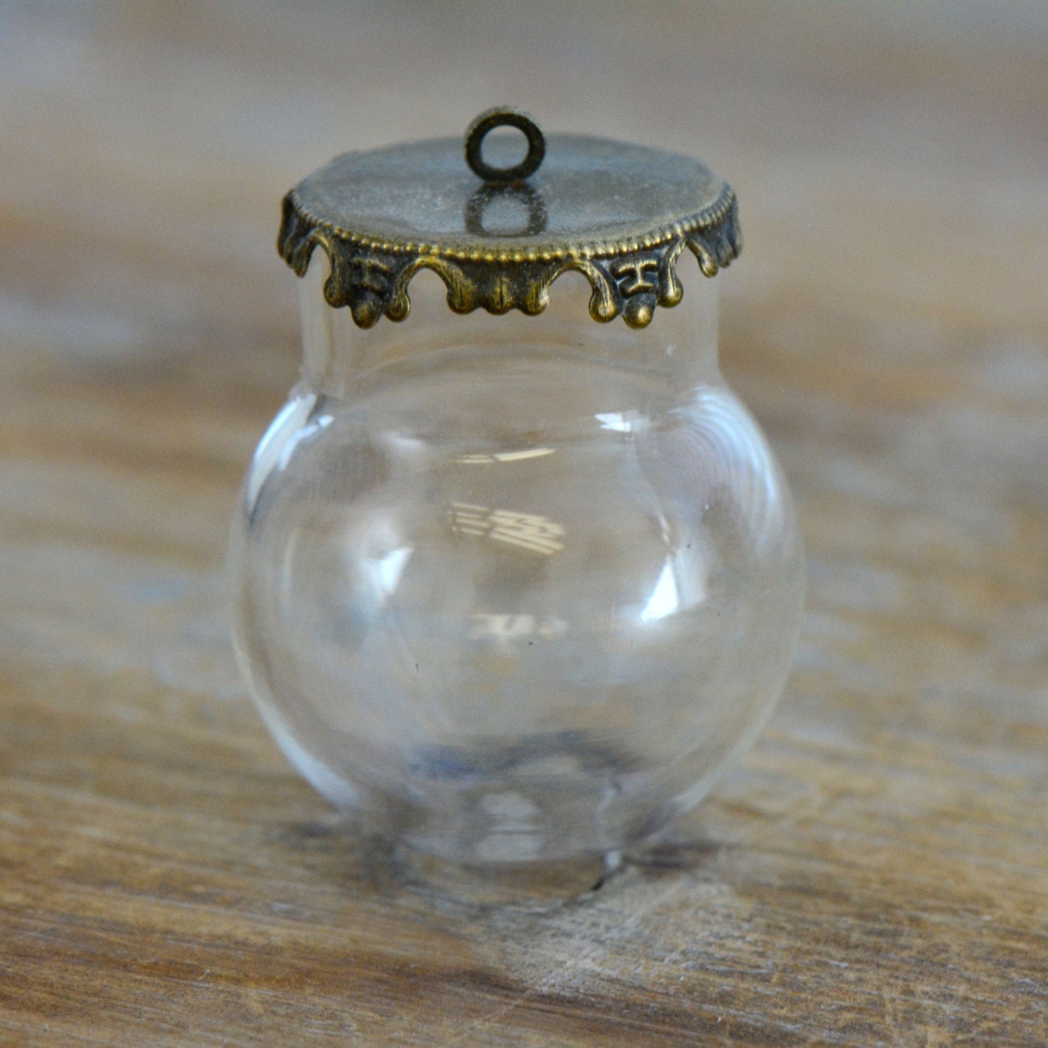 1 Clear Globe Glass Bottle Pendant Diy Antique Bronze 9991