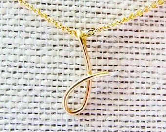 Letter J Necklace, Gold Initial Necklace, Cursive Letter Necklace, Letter Necklace, Initial Necklace