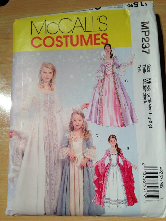 McCalls Sewing Pattern 237 Misses, Childrens and Girls Princess Costume S-XL Uncut