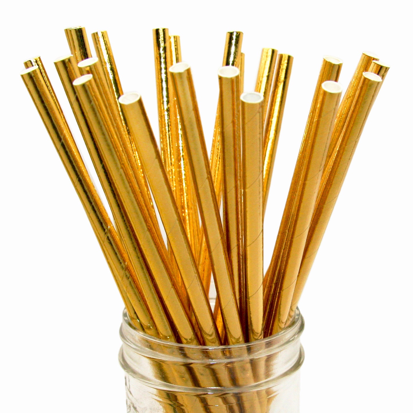 Gold Foil Paper Straws Wedding Straws Golden Paper Straws