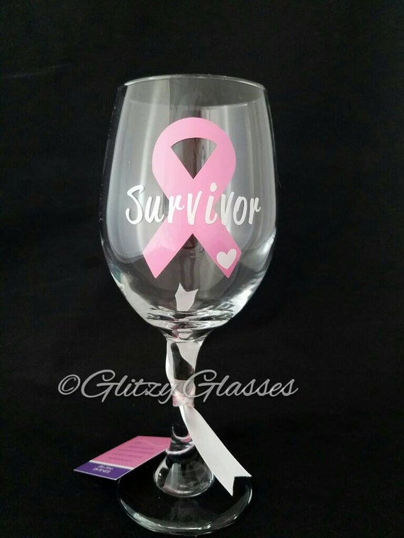 Breast Cancer Wine Glass Survivor Pink Ribbon Cancer