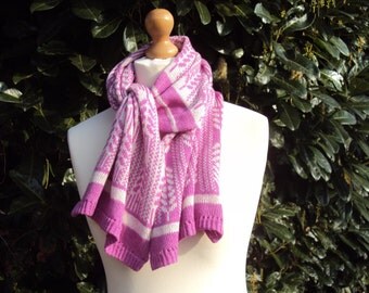 Cashmere Scarf - Pure Cashmere Shawl - Pink Cashmere Scarf - Fair Isle Cashmere Scarf - Pure Cashmere Wrap - Mothers day Gift