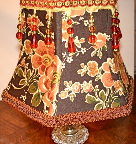 Floral Lampshade Brown Lamp Shade Boho Chic by AShadeFancier