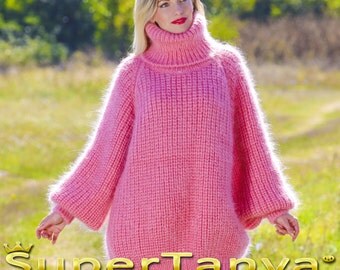 Very fluffy hand knitted mohair sweater by by supertanya on Etsy