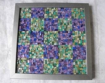 Glass Mosaic Art ~ Handmade Italian Smalti Glass Mosaic Wall Hanging - Purple and Green Mosaic Art by ElleBelleArt