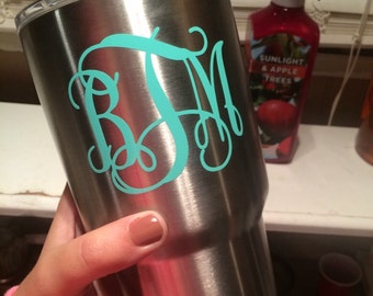 Yeti Tumbler Decal, Yeti Decal, Yeti Monogram, Yeti Cup Decal, Yeti Decal for Women, Yeti Stickers, Yeti Decal Glitter, Free Shipping