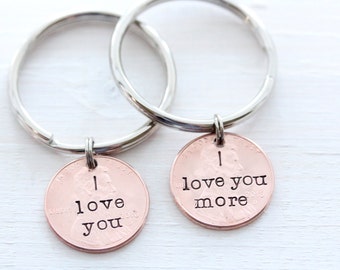 I Love You More Lucky US Penny Keychain, 7th Year Copper Anniversary Gift, Penny Keychain, Lucky Penny Keychain, Gift For Him