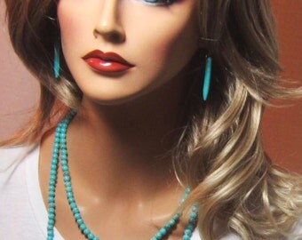 Turquoise Spike Earrings, Bullet Earrings, Red Spike Earrings, Long Turquoise Earrings