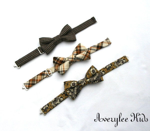 Boys Brown Bow Tie Toddler Brown Plaid Bow Ties Infant Bow