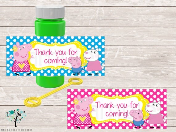 Peppa Pig Birthday Party Printable Party Bubble Labels DIY