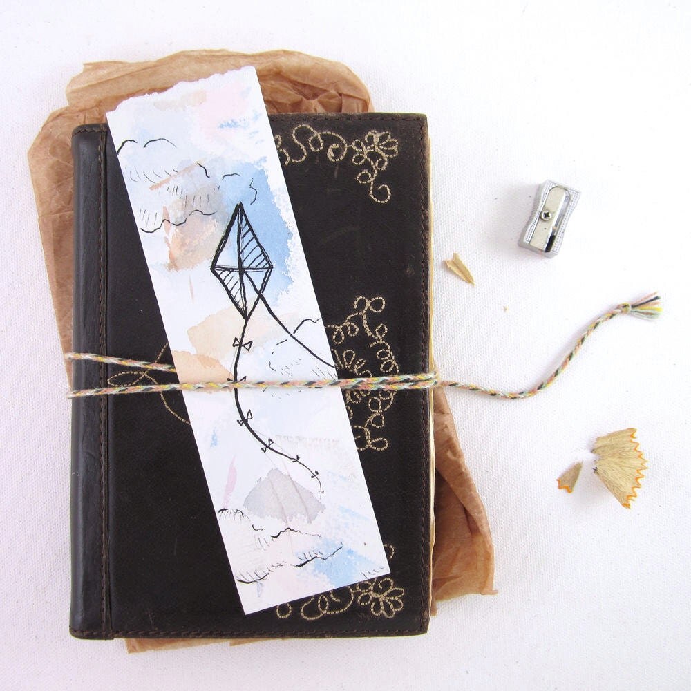 Kite Watercolor Bookmark Original by ArtistLydiaMakepeace on Etsy