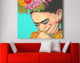 30% Off Today - FRIDA KAHLO Print Canvas Gallery Wrap Mexican Folk Art Dorm Corporate Art Painting Poster Home Decor Wall Art Giclee