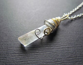 Crystal Necklace - Boho Necklace - Wire Wrapped Jewelry - Quartz Pendant - Quartz Jewelry - Gold and Silver Wire