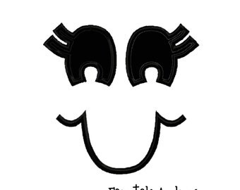 Digital Machine Embroidery Design - Girly Ghost Face Applique
