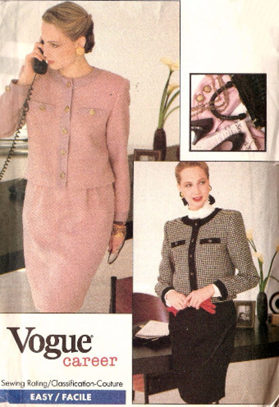 Vogue 7316 Misses' Retro 1980S Career Jacket And Skirt