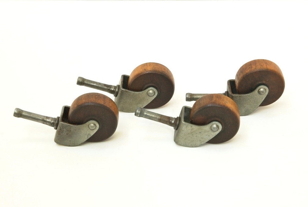 Set of four (4) Wooden Casters 2″ diameter Haute Juice