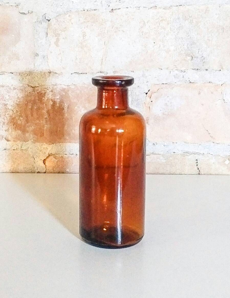 Download Antique Amber Glass Medicine Bottle Medium Size Brown