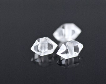 Herkimer Diamond Beads - Lot of 3 Herkimer Diamond Crystal Bead - Hand Drilled Herkimer Diamond Beads - Herkimer Diamond Bead