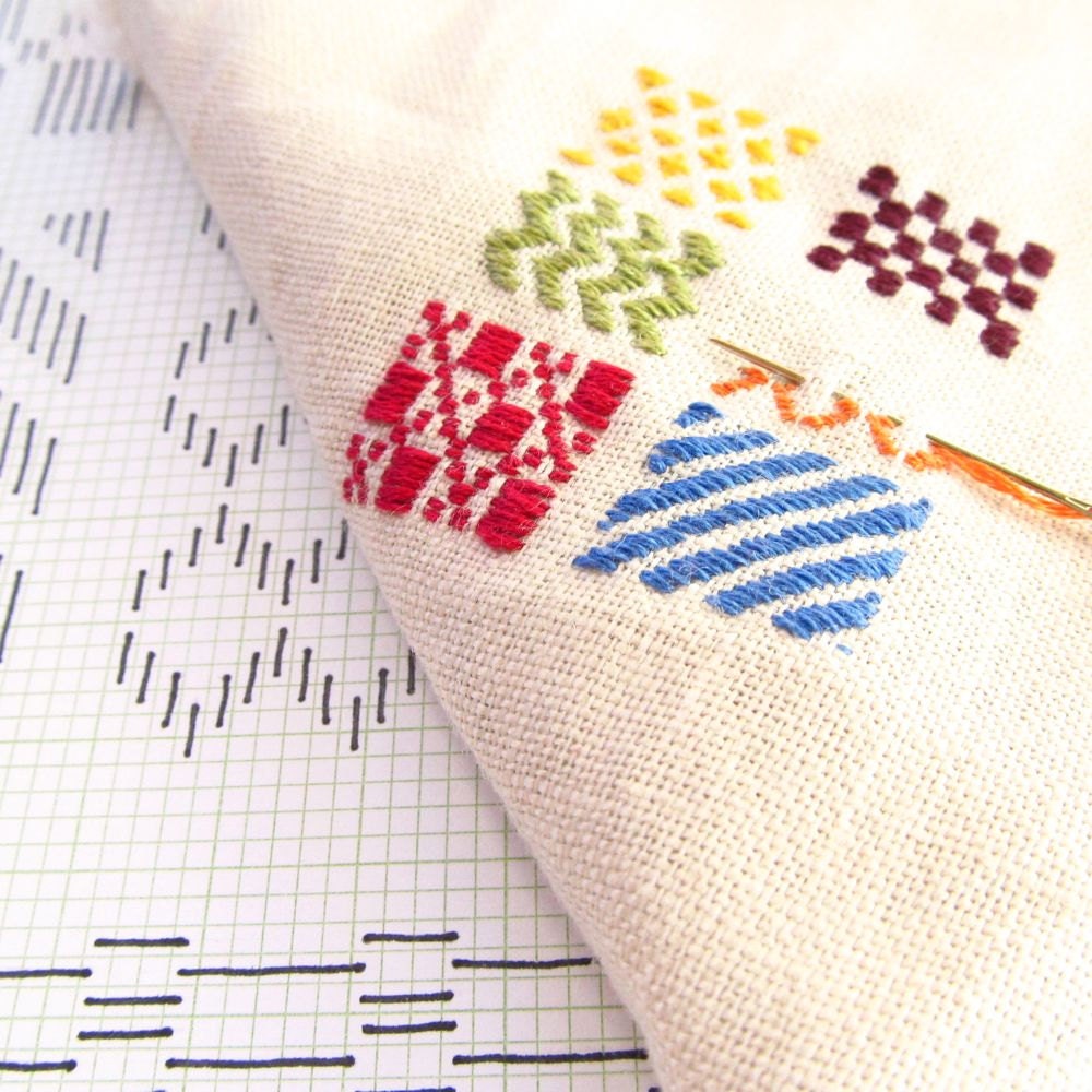 Pattern Darning PDF Embroidery Pattern Needlework by SweaterDoll