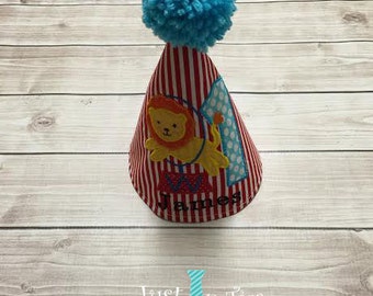 Circus Lion Theme First Birthday Hat Personalized