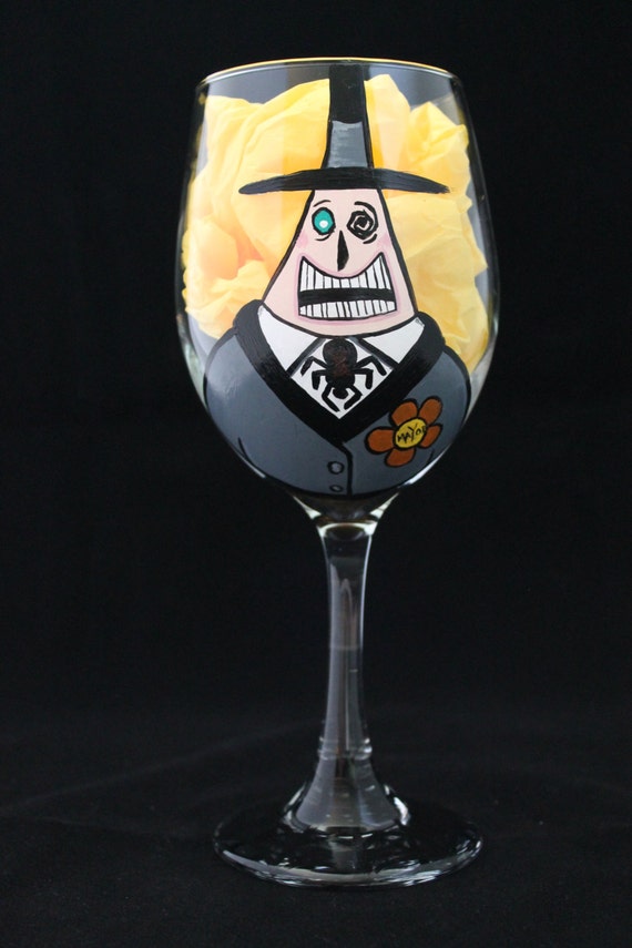 Nightmare Before Christmas Inspired Wine Glass Mayor