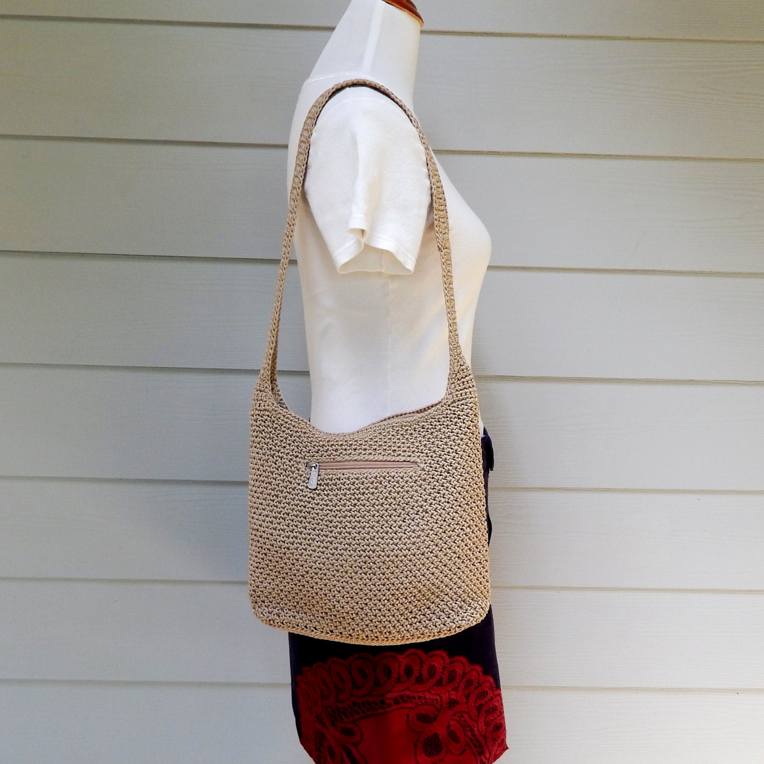 Vintage The Sak Original Crochet Shoulder Bag