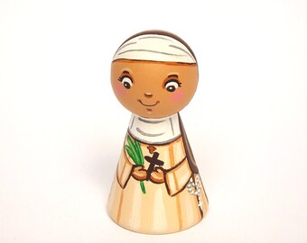 Saint Marie Amandine peg doll St Marie peg doll Nun doll Catholic saint doll Patron saint Girl baptism gift for goddaughter Christening gift
