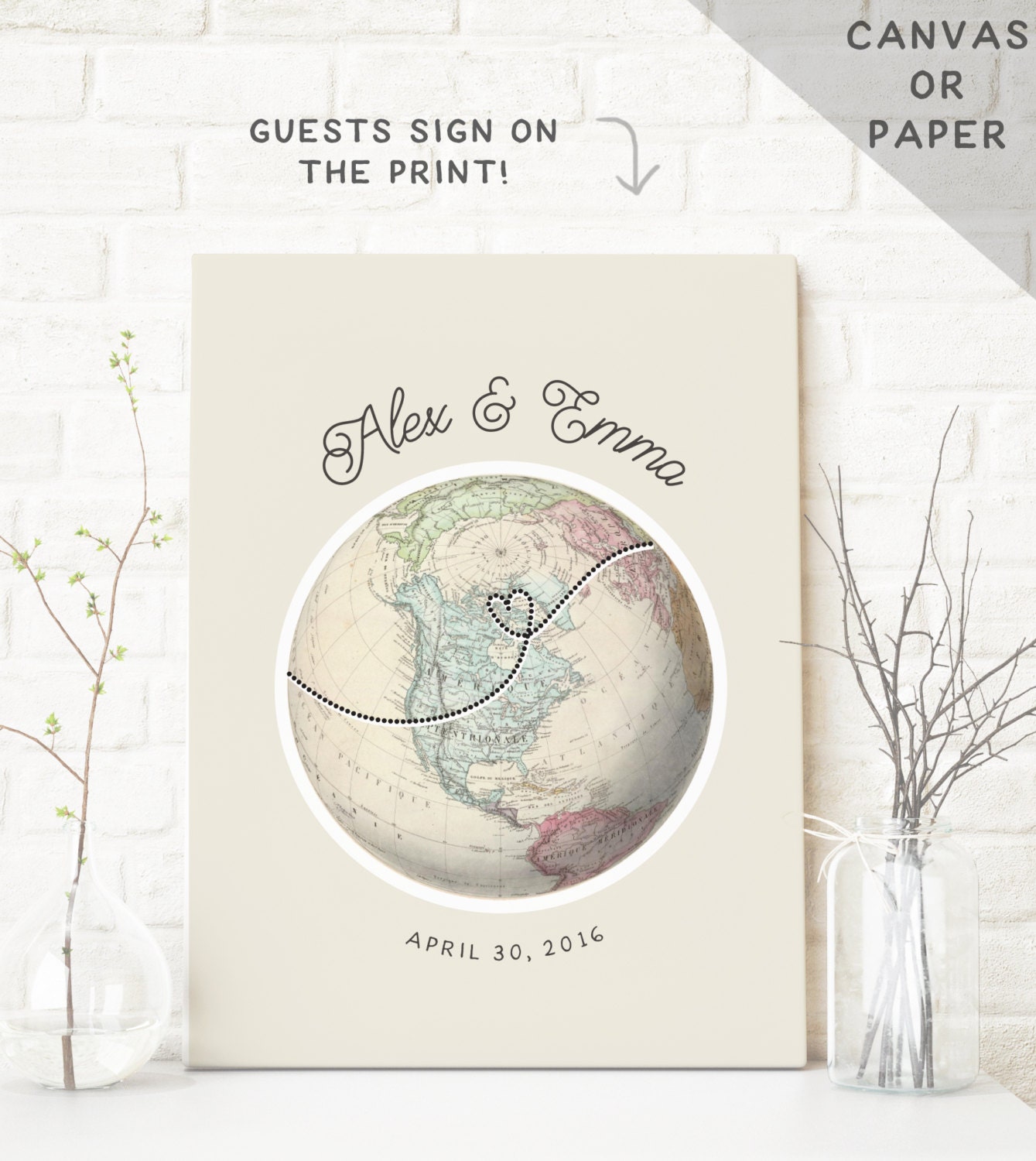 Globe Guest Book Alternative Travel Theme Wedding Unique