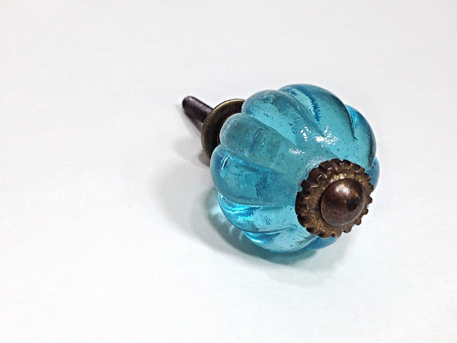 Antique Blue Glass Knob Antique Drawer Pull Vintage Style