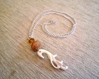 Bone necklace pendant glass hand carved africa surf necklace