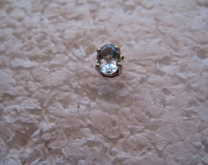 Men's Aquamarine Stud, 7x5mm Oval, Natural, Set in Sterling Silver E850M