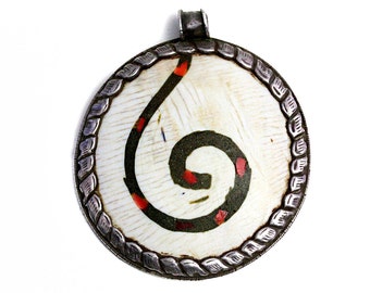 Bone Jewelry Silver Pendant old Arab Africa Tradition
