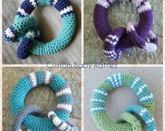 Items similar to Amigurumi Crochet Rattle Loop Baby Toy on Etsy
