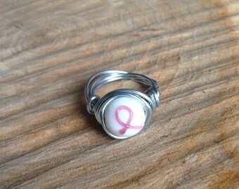 Pink Ribbon Ring / Breast Cancer Jewelry/ Breast cancer Ring / Pink Ribbon Jewelry / Breast Cancer Awareness ring / Pink ribbon gift