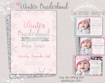 Winter ONEderland invitation - snowflake first birthday