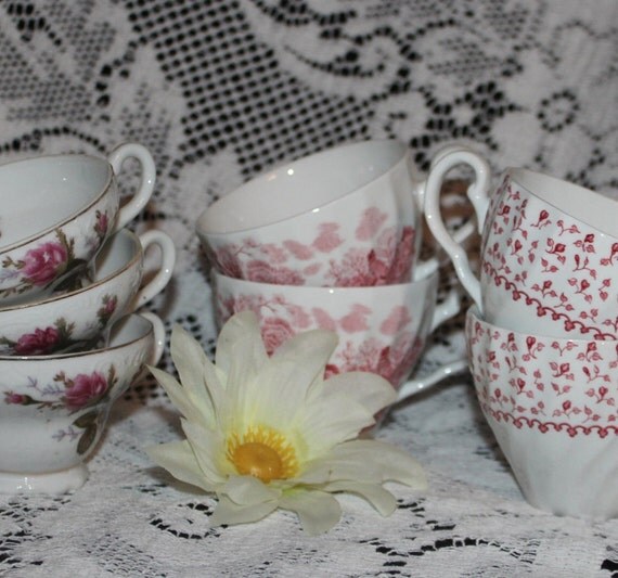 tea shower  lot cup  party tea lot set Tea coffee 7  Wedding Bridal cup Vintage of vintage