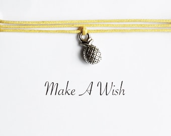 Make A Wish Pineapple Bracelet - Bohemian Jewellery, Friendship Bracelet, Boho Style, Fruit, Wishing Charm